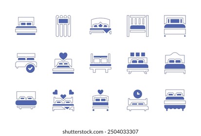 Bed icon set. Duotone style line stroke and bold. Vector illustration. Containing rest, inflatable, bed, doublebed, sexaddict, sleep, crib.