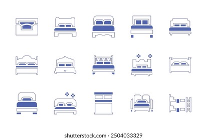 Bed icon set. Duotone style line stroke and bold. Vector illustration. Containing bed, singlebed, sofabed, petbed, doublebed, bunkbed, bedroom.