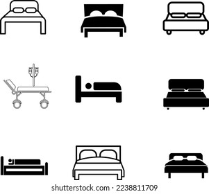 bed icon set illustration on whitebackground..eps