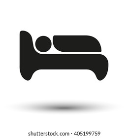Bed Icon with shadow, vector illustration