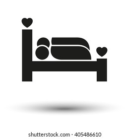 Bed Icon with shadow, vector illustration