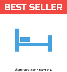 Bed icon . Single high quality outline symbol for web design or mobile app. Thin line sign for design logo. Blue pictogram on white background. Vector illustration.
