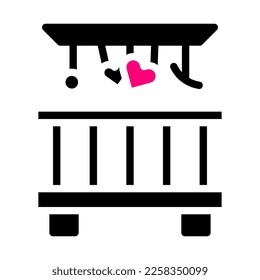 bed icon solid black pink style valentine illustration vector element and symbol perfect. Icon sign from modern collection for web.