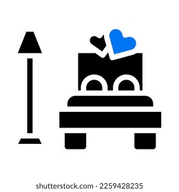 bed icon solid blue black valentine illustration vector element and symbol perfect. Icon sign from modern collection for web.