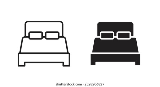 Bed icon in solid and stroke style.