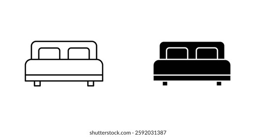 Bed icon symbol collection on white background.