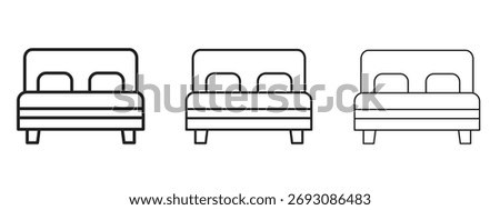 Bed icon symbol. Linear style sign for mobile concept