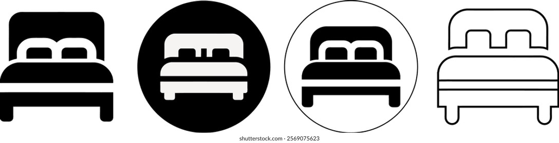 bed icon symbolizing rest, relaxation, and hospitality suitable for travel and accommodation themes.