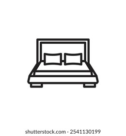 Bed icon Thin line flat illustration