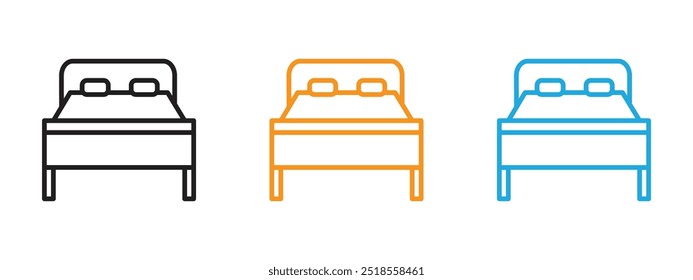 Bed icon Thin line illustration set