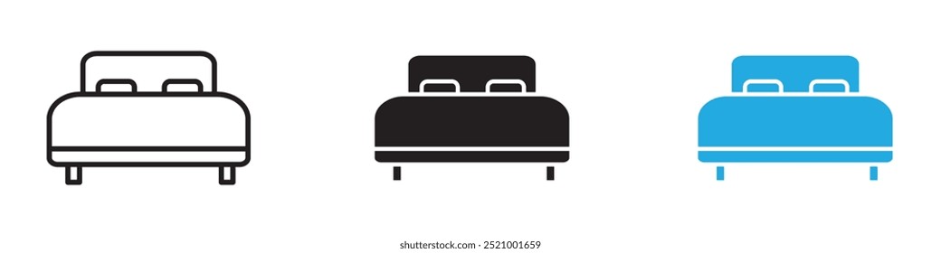 Ilustración de línea delgada de icono de cama