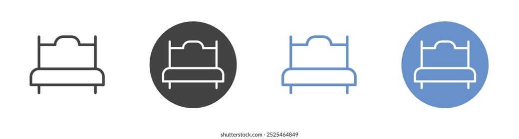 Icono de cama Símbolo de arte de contorno delgado