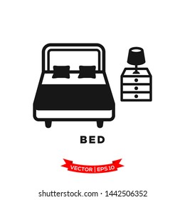 bed icon in trendy flat style