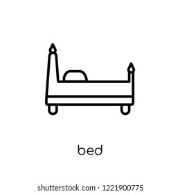 bed icon. Trendy modern flat linear vector bed icon on white background from thin line Furniture and household collection, outline vector illustration