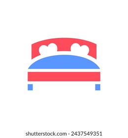 bed icon or Valentines day symbol, holiday sign designed for celebration, vector trendy modern style.