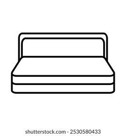 Icono de cama Vector. Signo de ilustración de dormitorio. Símbolo de sueño o logotipo.