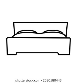 Icono de cama Vector. Signo de ilustración de dormitorio. Símbolo de sueño o logotipo.