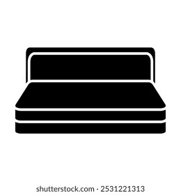 Vetor de ícone de cama. Sinal de ilustração de quarto. Símbolo ou logotipo do sono.