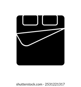 Icono de cama Vector. Signo de ilustración de dormitorio. Símbolo de sueño o logotipo.