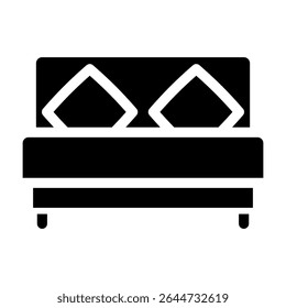 Vetor de ícone de cama. Sinal de ilustração de quarto. Símbolo ou logotipo do sono.