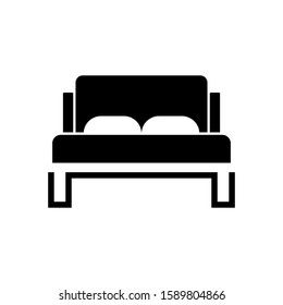 bed icon vector in black flat design on white background