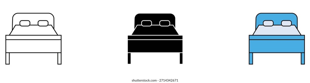 Ícone de cama vetor. cama confortável, dormir, repouso símbolo. ilustração vetorial.