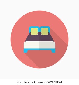 Bed icon , Vector flat long shadow design.