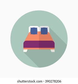 Bed icon , Vector flat long shadow design.