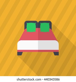 Bed icon , Vector flat long shadow design.