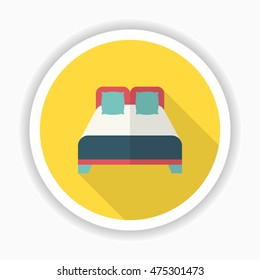 Bed icon , Vector flat long shadow design.