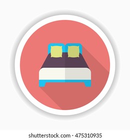 Bed icon , Vector flat long shadow design.