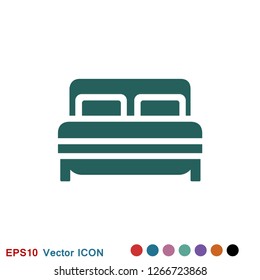 Bed icon vector, flat symbol on background.