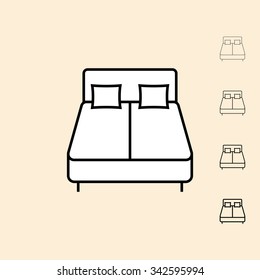 Bed icon. Vector icon in four different thickness. Linear style