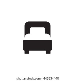 Bed Icon Vector. Hotel, hostel, motel, hospital sign isolated on white background. Flat design style.