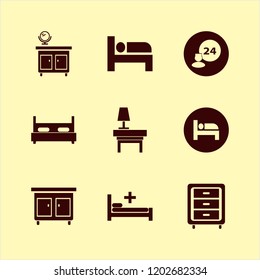 bed icon. bed vector icons set hospital bed, bed, room service and nightstand