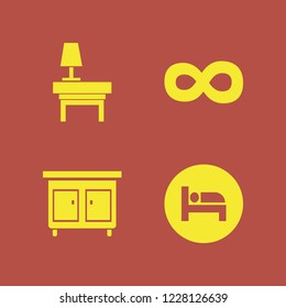 bed icon. bed vector icons set lamp nightstand, bed, nightstand and mask