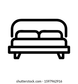 bed icon vector illustration. Vector double bed line icon. Symbol and sign illustration design. Isolated on white background
