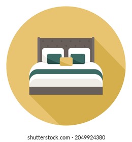 Bed icon. Vector illustration in flat style.