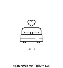 ilustración vectorial de icono de cama. diseño de contorno de icono de la cama.