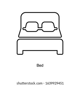 Bed icon vector on white background. Black icon illustration