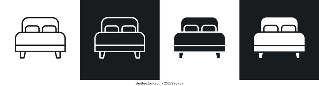 Bed icon vector icon set black filled and outlined style.