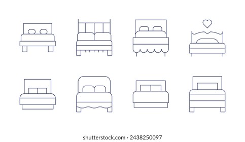 Bed icons. Editable stroke. Containing bed, doublebed.