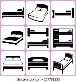 bed icons set