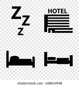 Bed icons set. set of 4 bed filled icons such as bed, hotel