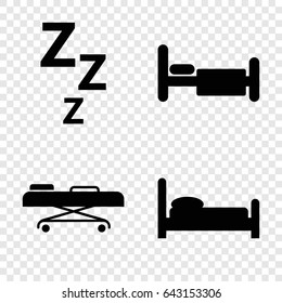 Bed icons set. set of 4 bed filled icons such as bed, hospital stretch