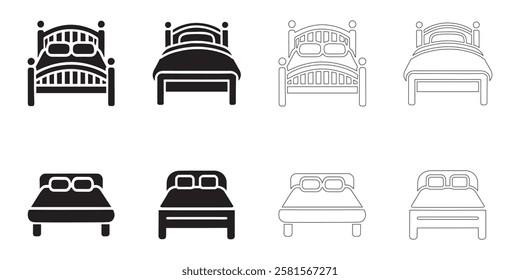 bed icons set in black color simple and clean vector illustration on a white background.
