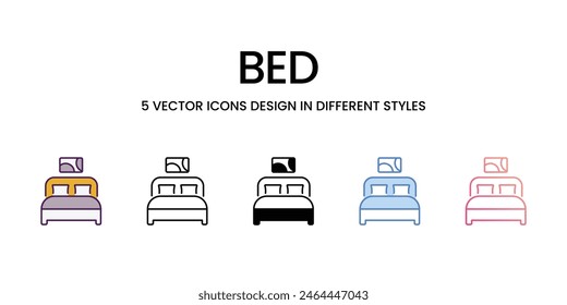 Iconos de la cama establecidos en ilustración de stock de Vector de estilo diferente