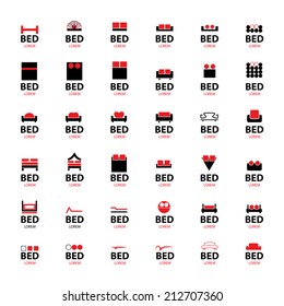 Bed Icons Set - Isolated On White Background - Vector Illustration, Graphic Design Editable For Your Design 