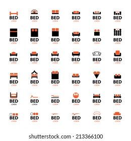 Bed Icons Set - Isolated On White Background - Vector Illustration, Graphic Design Editable For Your Design 
