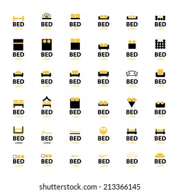 Bed Icons Set - Isolated On White Background - Vector Illustration, Graphic Design Editable For Your Design 